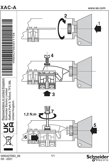 schneider施耐德XACA... Instruction Sheet